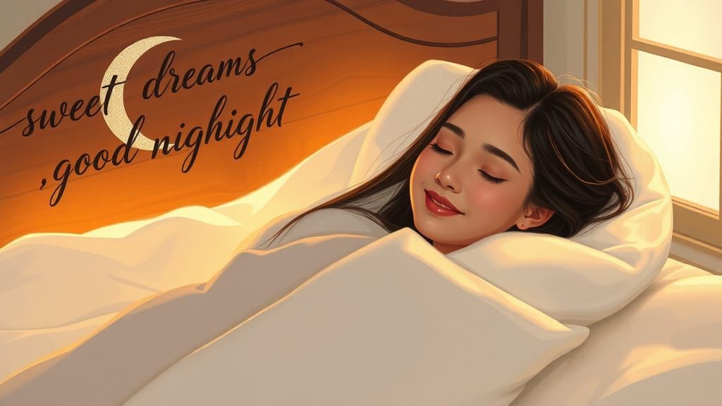 Dreamlike Image of Woman Sleeping Peacefully in Bed