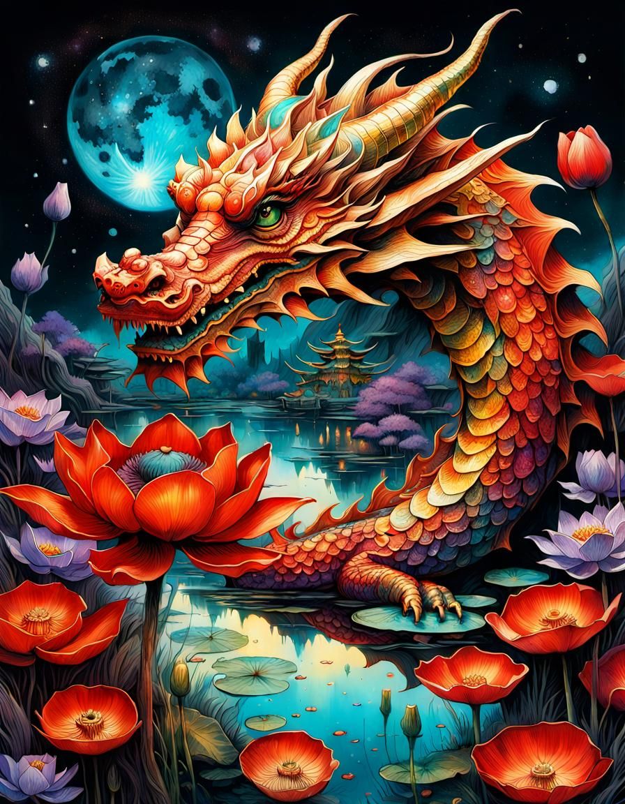 Lacecraft Dragon in Space: Hyperrealistic Digital Art