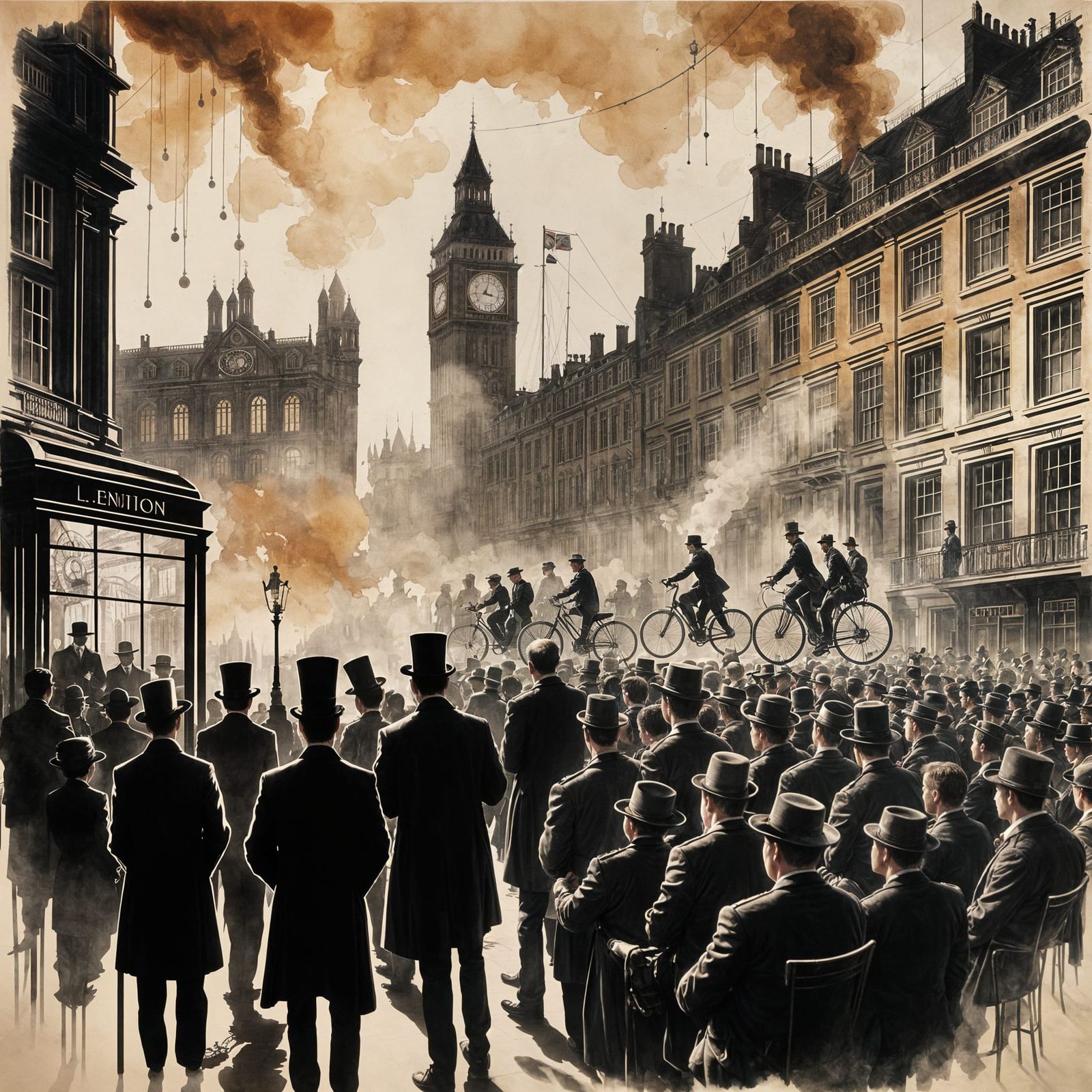 Victorian London Gentlemen's Club Steampunk Scene