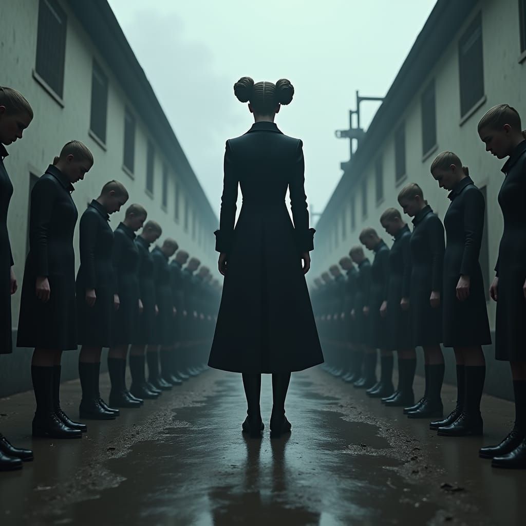 Dystopian Prison Governess in Anime Art Style