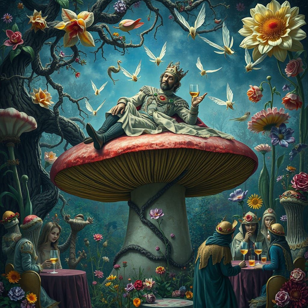 Surreal Garden Party with Prince in Fantasy Style