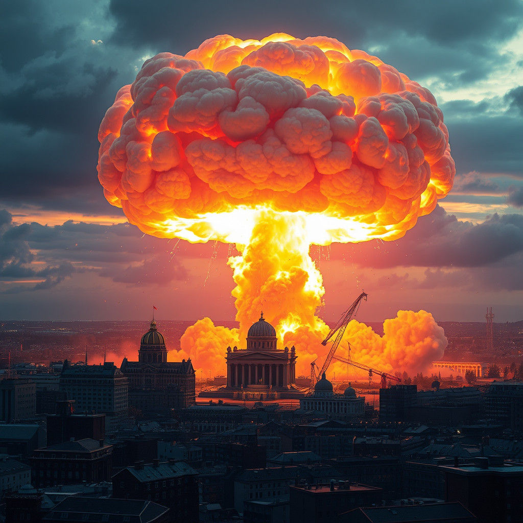 Apocalyptic Oslo: Atomic Blast in Matte Painting Style
