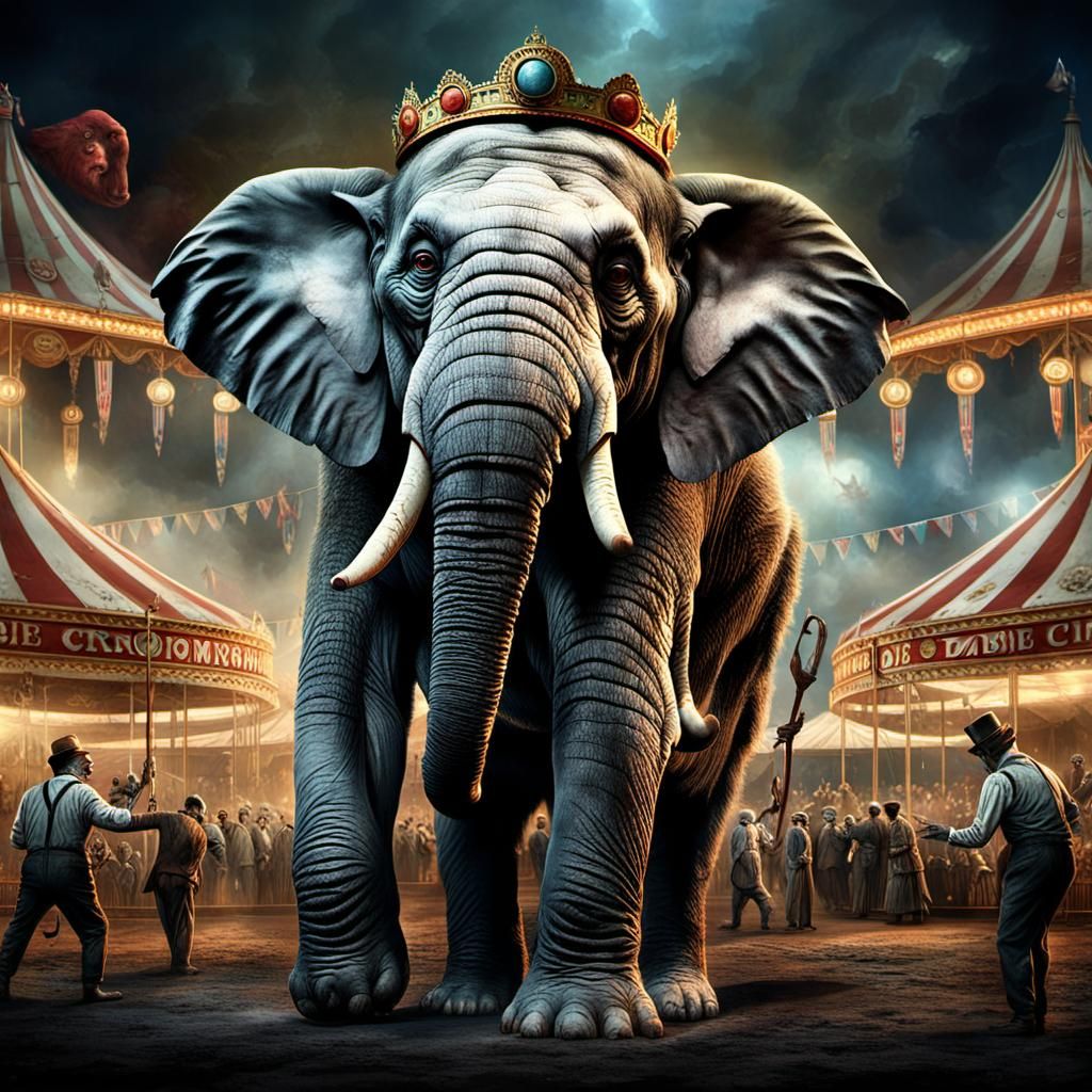 Zombie Monkey Monster Clown Elephants at the Circus 1920's