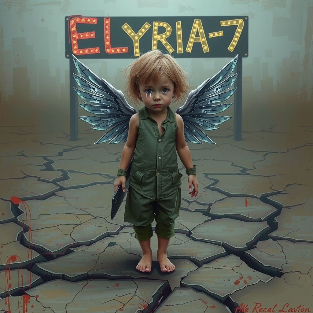 Childlike Figure with Wings Crying Iridescent Tears