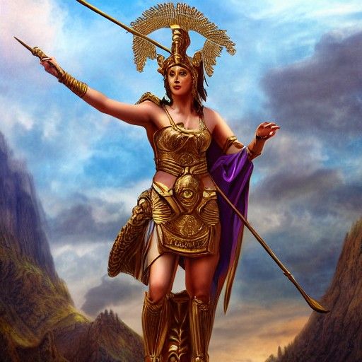Athena God of Wisdom in Cinematic Matte Painting