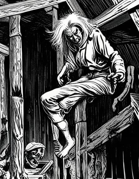 Cackling Witch Floats in Ominous Comic Art House