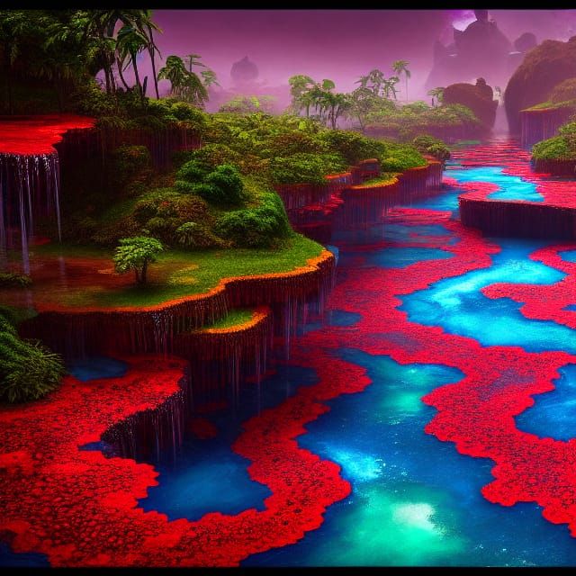 Caño Cristales, Colombia: Detailed Matte Painting