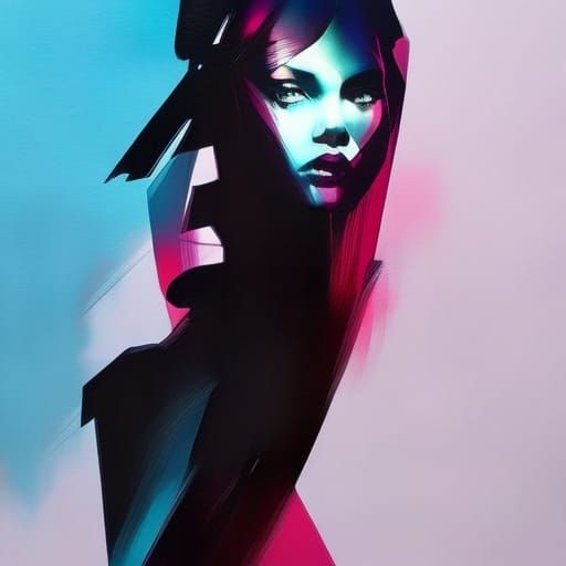 Crimson Silhouette of a Beautiful Woman: Digital Art