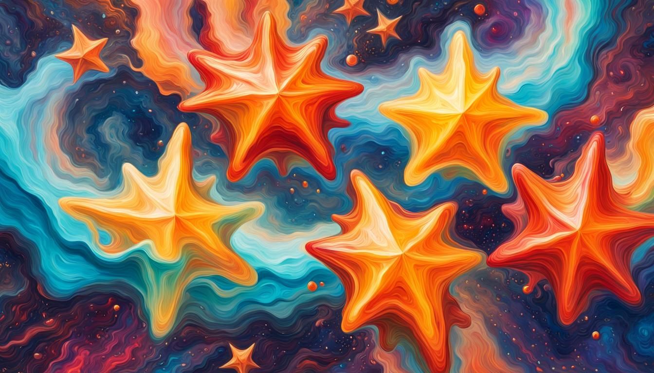 Celestial Stars in Vivid Impasto Oil Paint Style