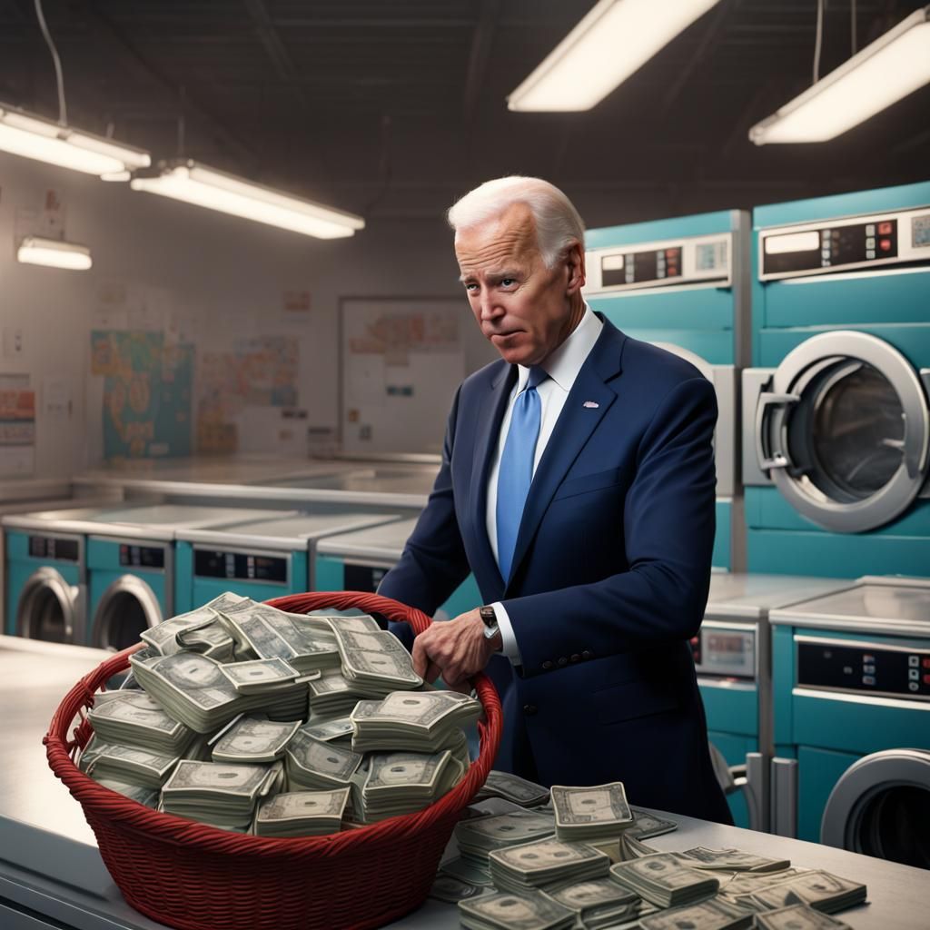 Joe Biden Laundering Money: Detailed Matte Painting