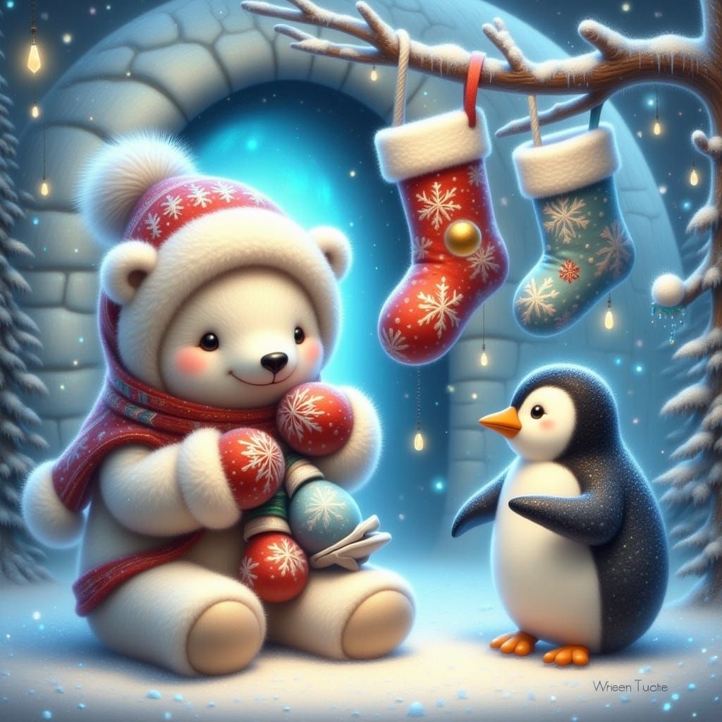 Baby Polar Bear Christmas: Fantasy Winter Art