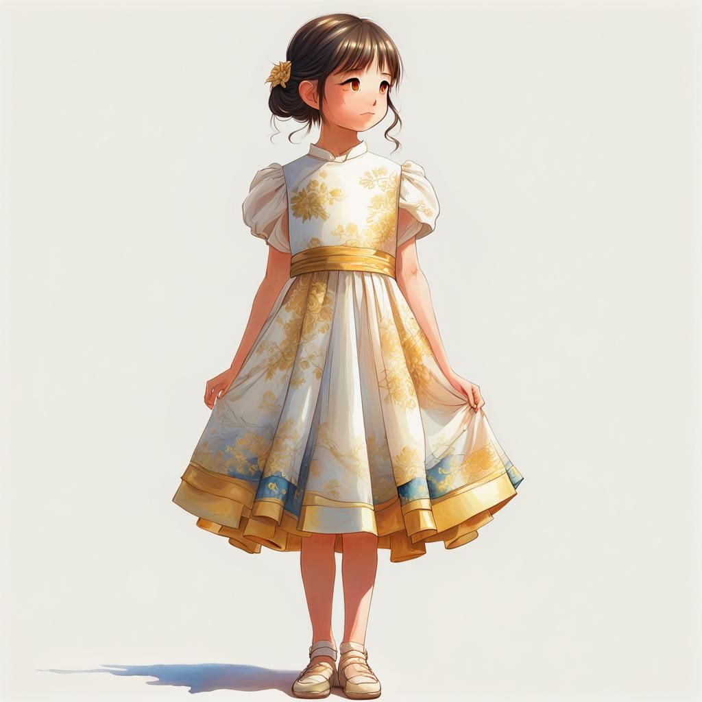 Elegant Anime Girl in Oil Painting Style