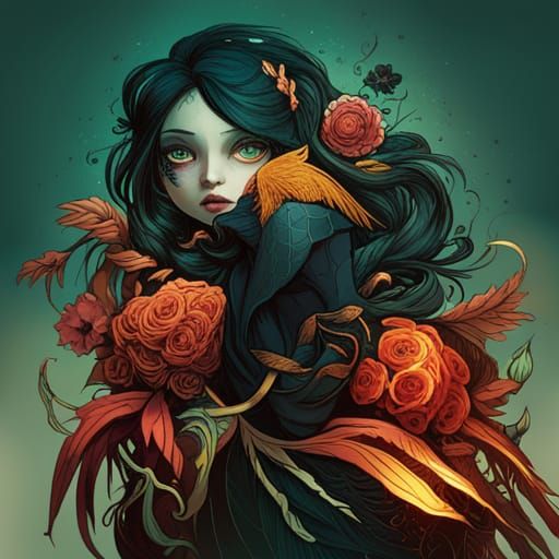 Luminous Raven Queen Digital Painting