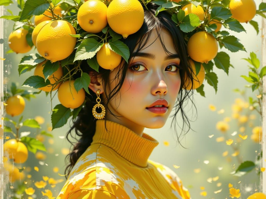 Vibrant Lemon Tree Portrait in Epic Concept Art Style