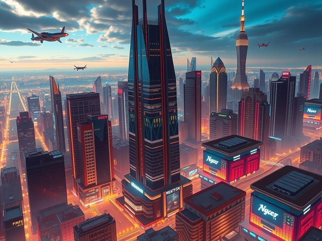 Futuristic Cityscape in Hyper-Realistic Style