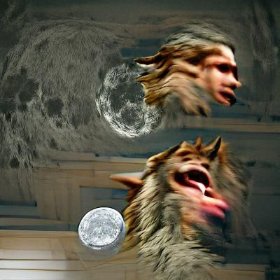 Hyperrealistic Lycanthrope Howling at Twin Moons