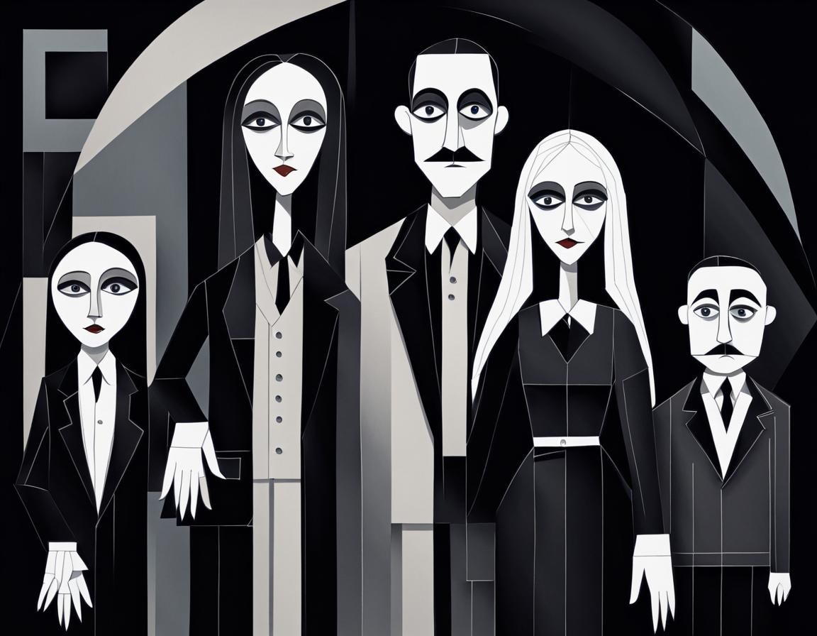 Addams Family: Abstract Cubism Minimalist Drawing