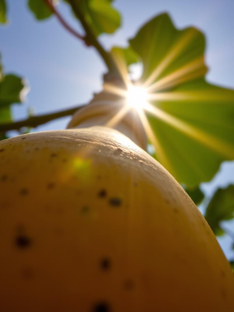 Gourd Close-up with Solar Flare: Macro Photography