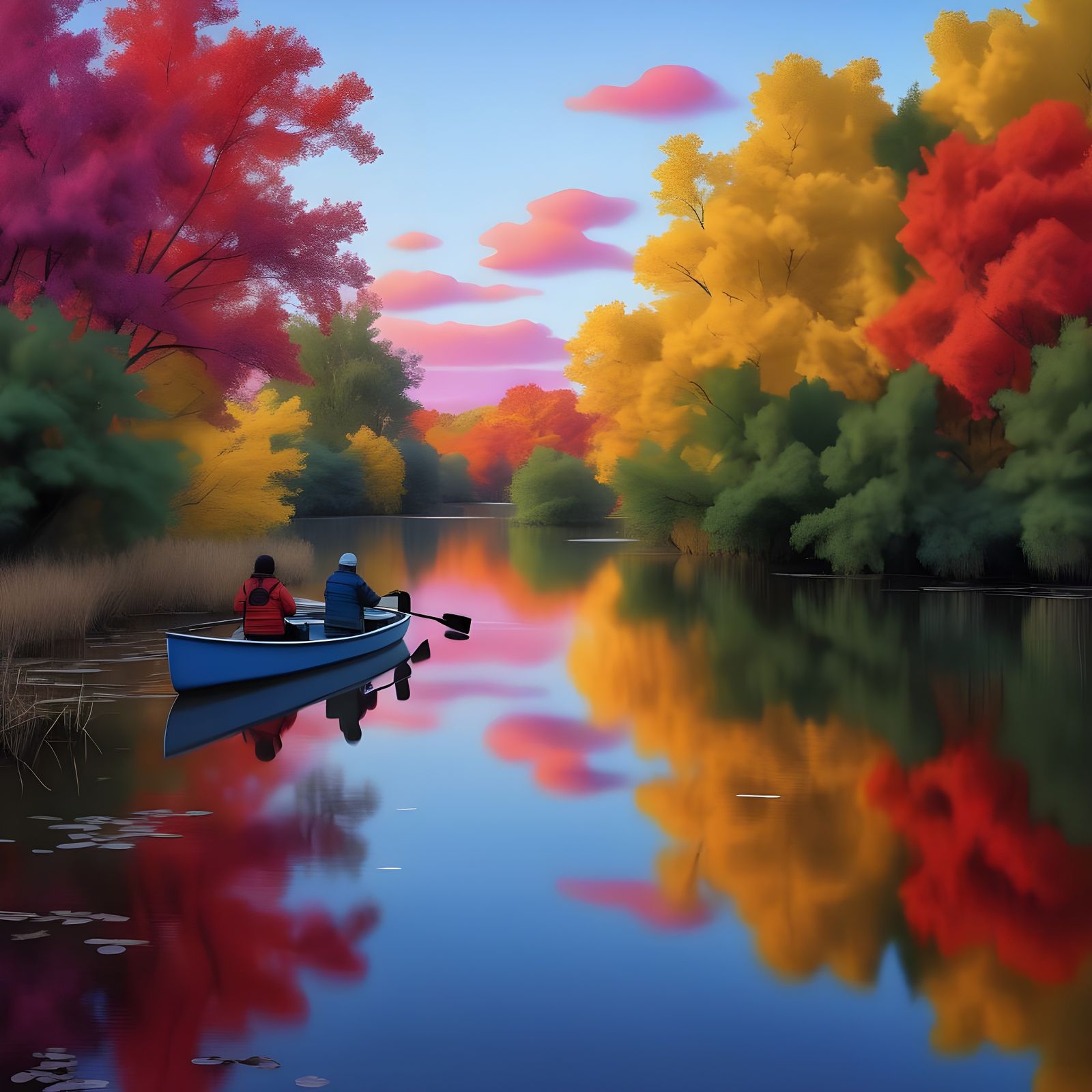 Paddle Boat in Abstract Expressionist Geometric Style