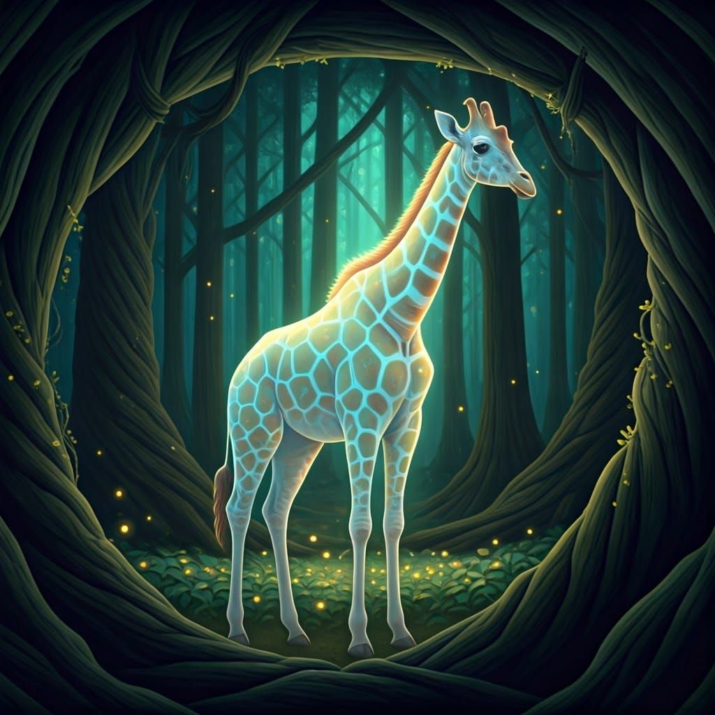 Giraffe in an Enchanted Forest