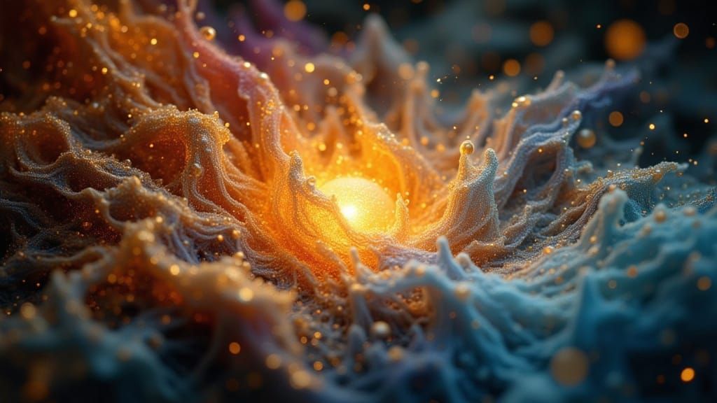 Abstract Bubbling Kindness as Painterly Mixed Media