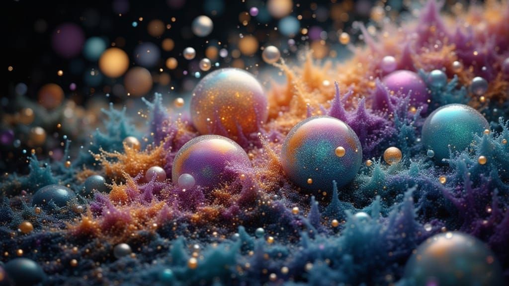 Abstract Kindness Effervescent Bubbles in Painterly Style