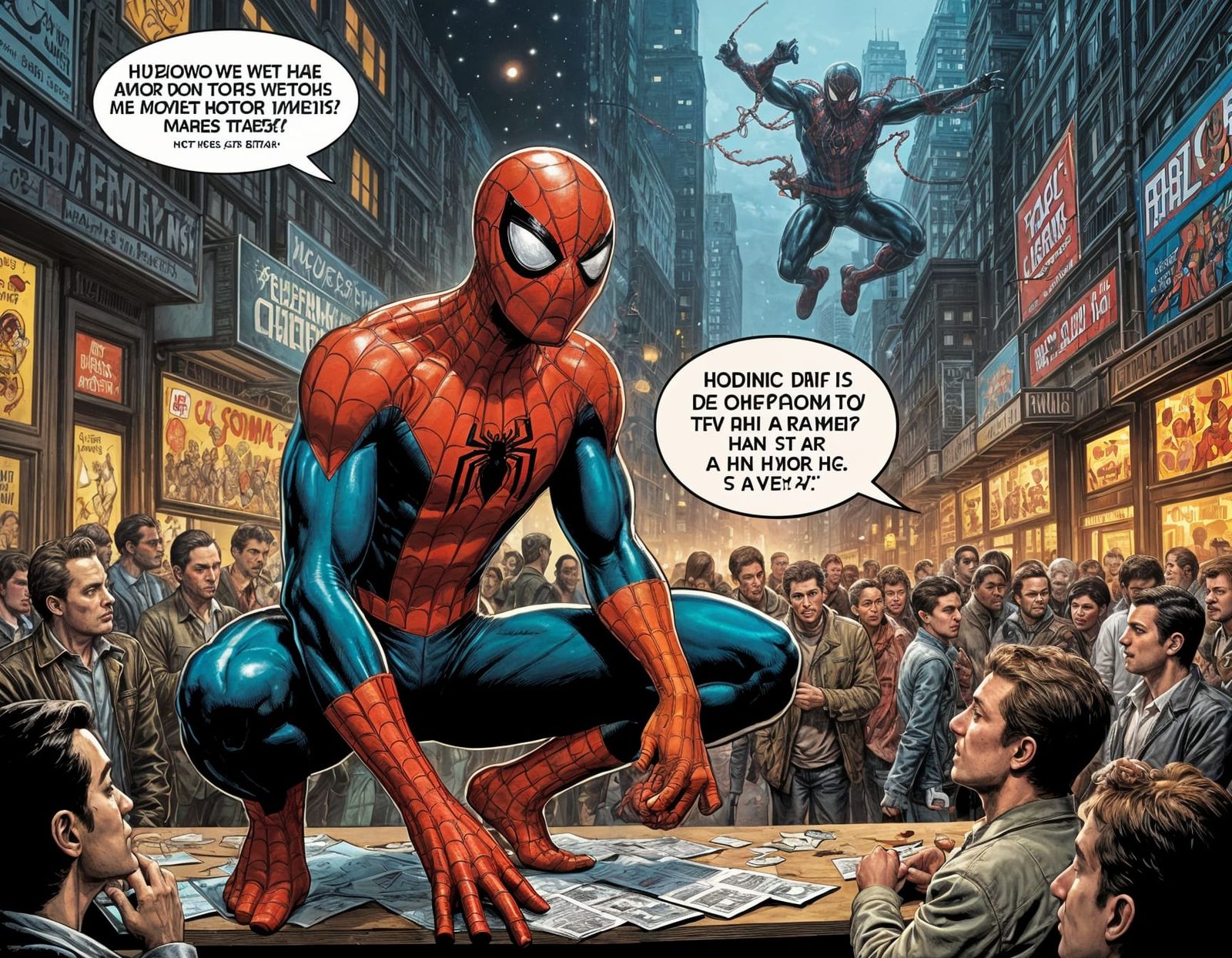 Vintage Comic Con Scene with Spiderman