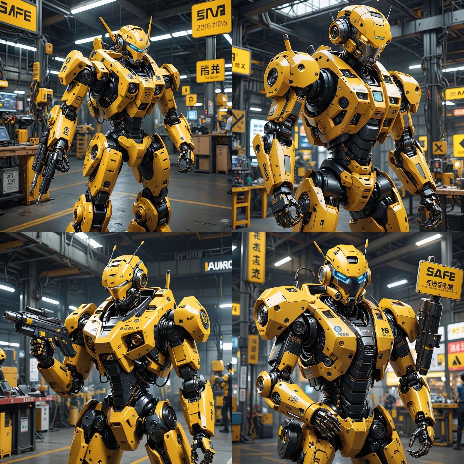 Yellow Robot with Drill in Anime 3D Art