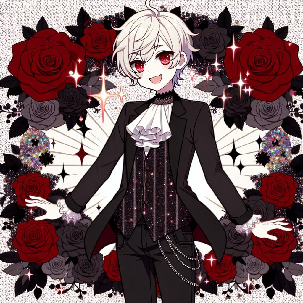 Adorable Anime Vampire in Gothic Ensemble