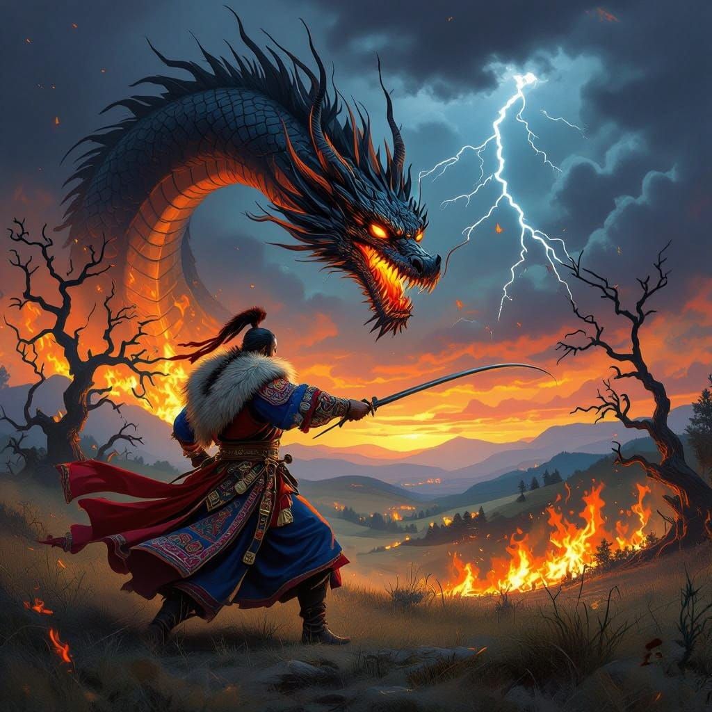 Epic Ukrainian Cossack Battles Fiery Dragon in a Haunting, S...