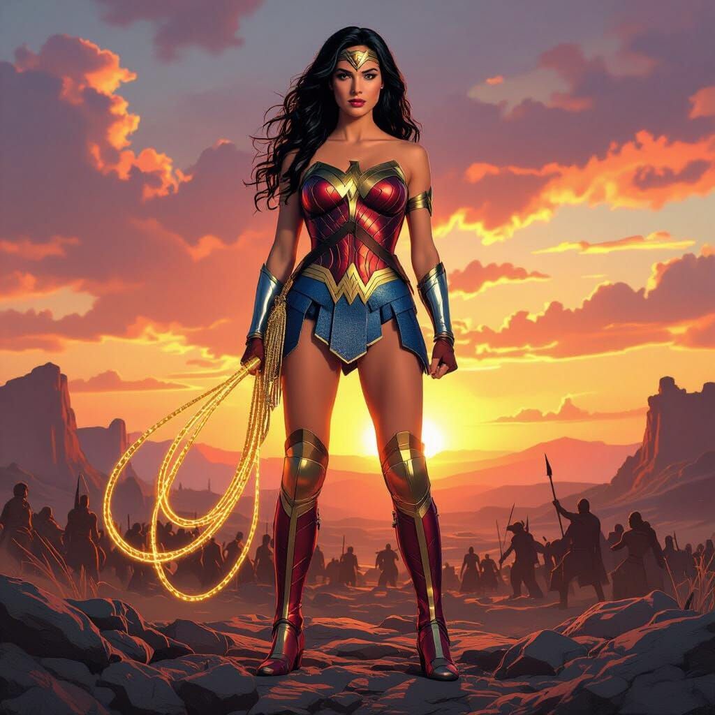 Katy Perry as Wonder Woman on Ancient Battlefield