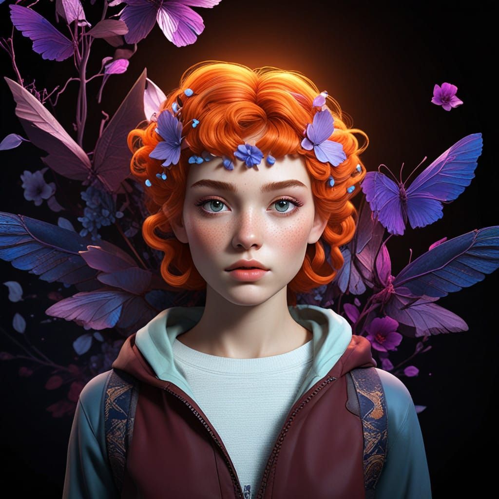 Maximalist Fantasy Portrait in Vibrant Hyperrealism