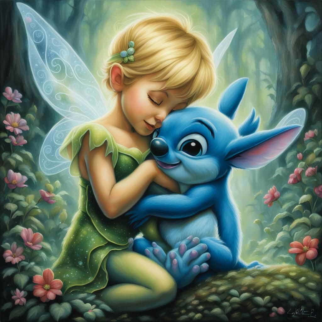 Tinkerbell and Stitch: Ethereal Acrylic Fantasy