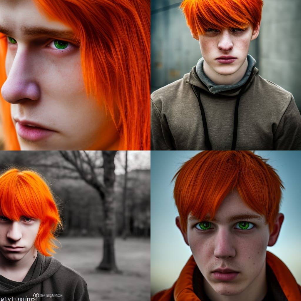 Hyperrealistic Portrait of a Man with Orange Hair