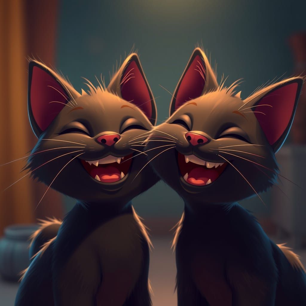 Joyful Felines in Whimsical Pixar Style