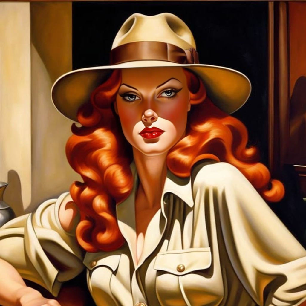 Art Deco Bush Ranger in a Pub, Oil Painting