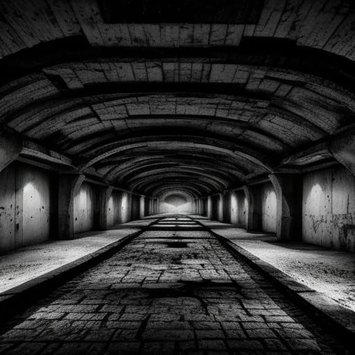 Photography negative grayscale underground kingdom.