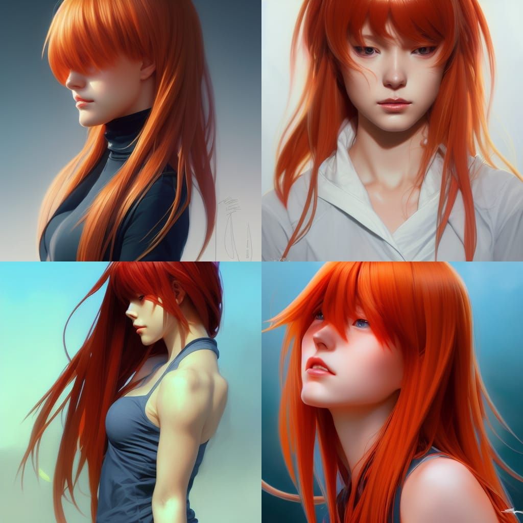 Asuka Langley Soryu Portrait in Art Nouveau Style