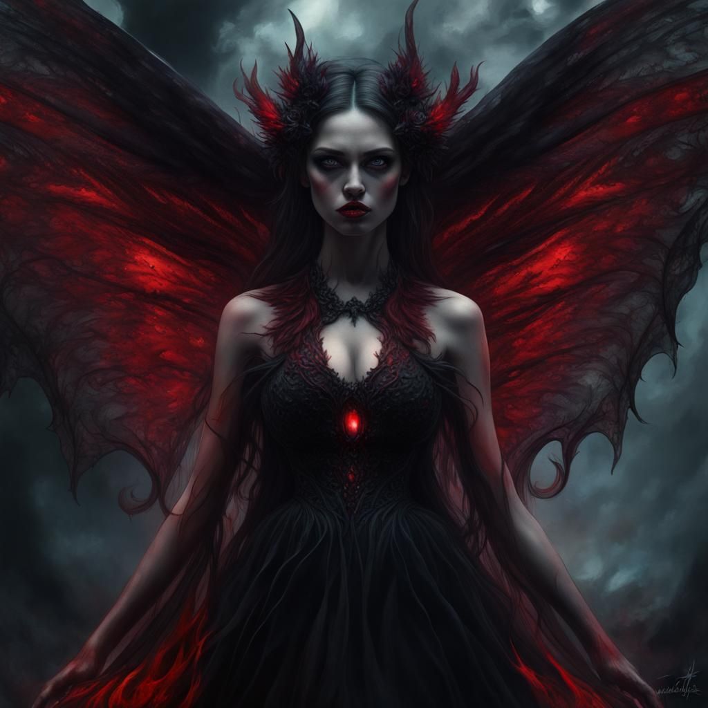 Cursed Crystal Fairy with Black and Red Flames