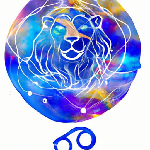 Holographic Leo Zodiac Astral Cosmic Illustration