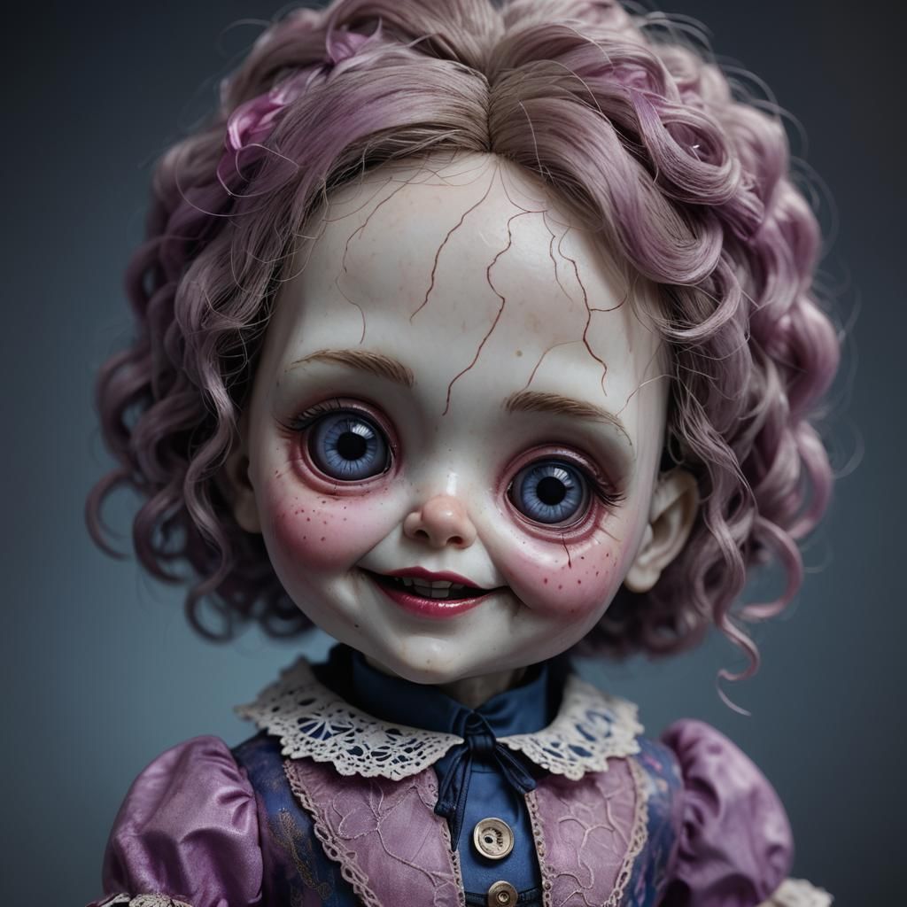 Creepy Doll Close-Up: A Fantasy Concept Art