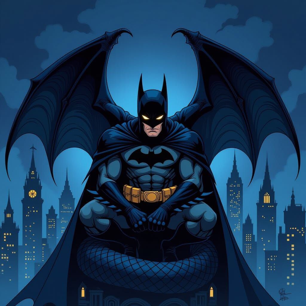 Batman Dragon in Dark Fantasy Concept Art Style