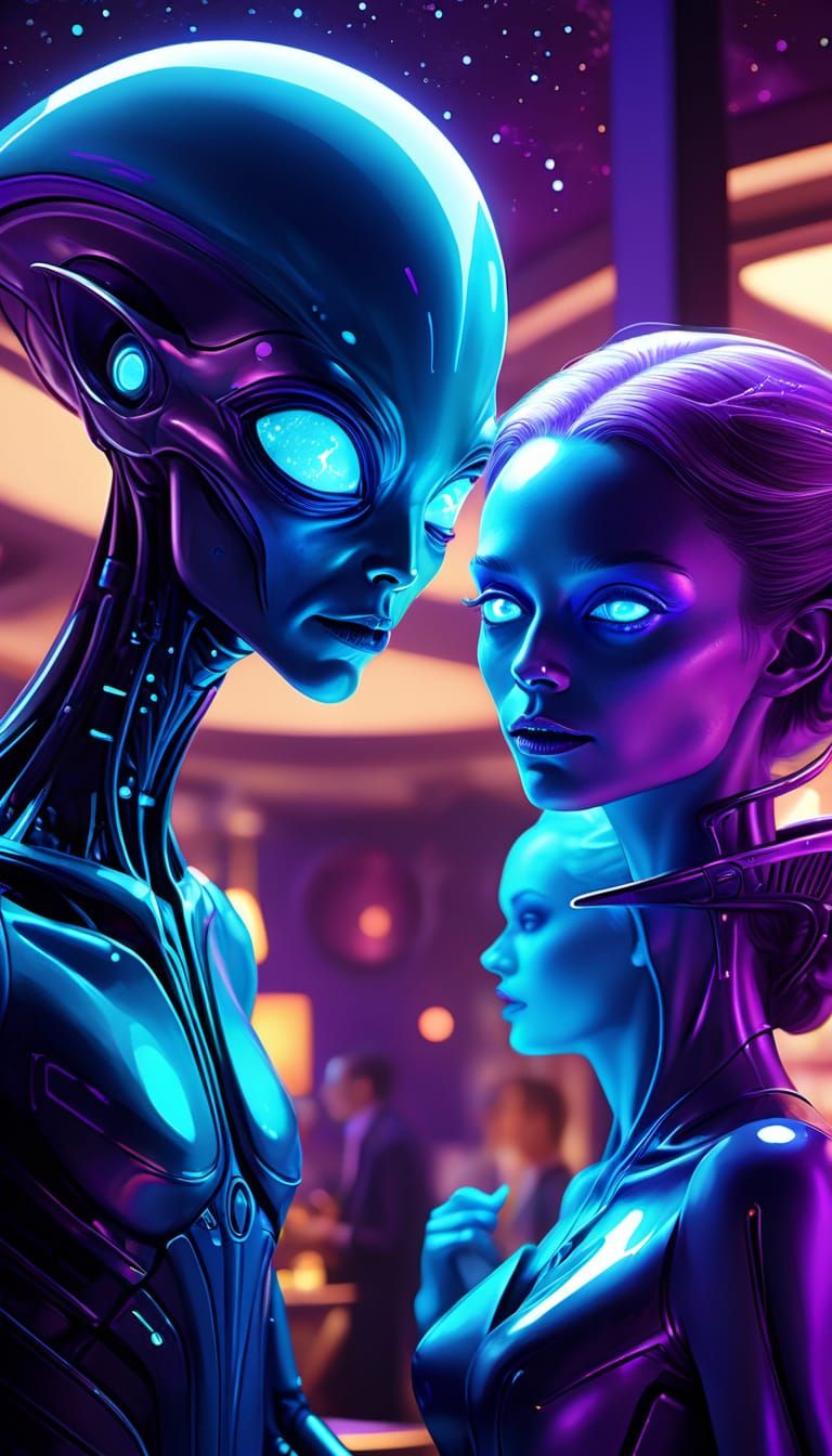 Romantic Alien First Contact in Space Restaurant