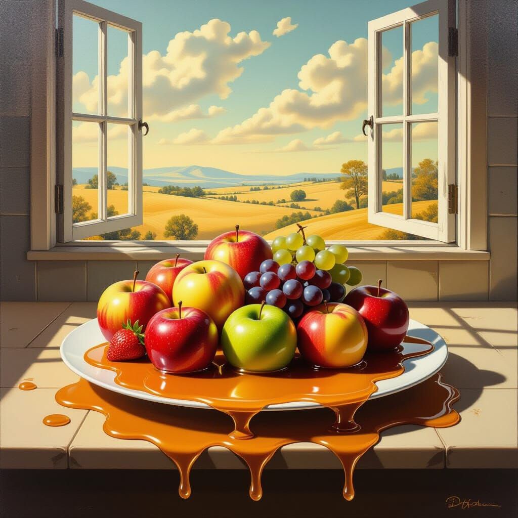 Melting Fruit Platter in Surrealist Style