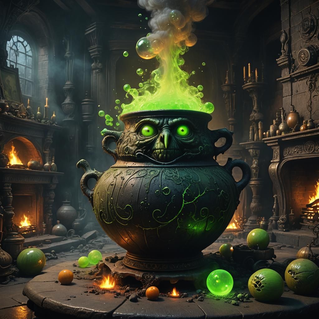 Haunted Pot in Dark Fantasy Style