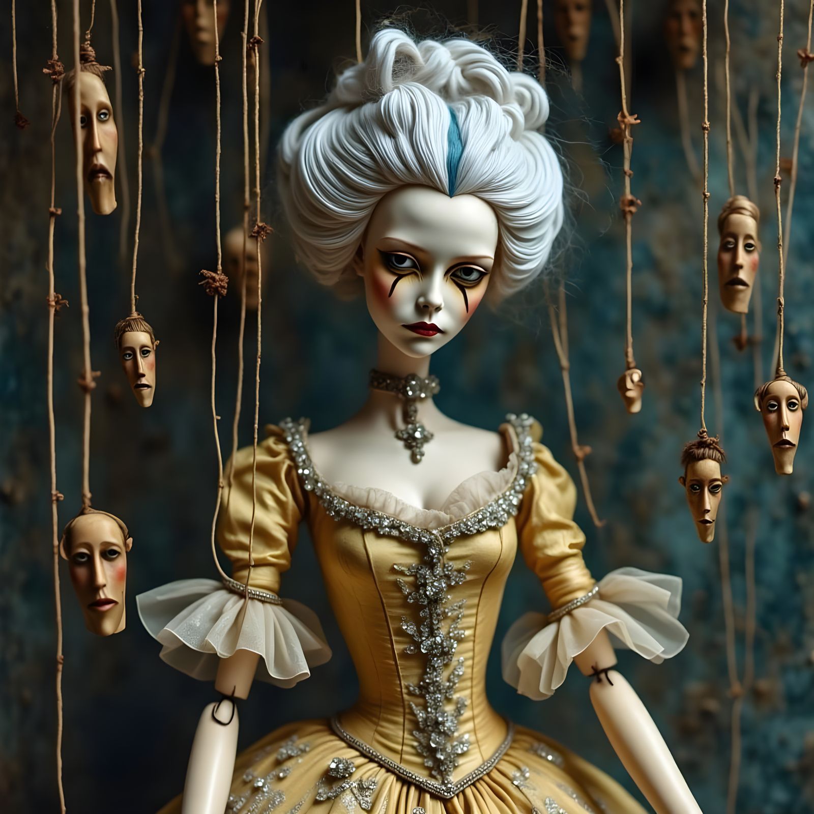 Elegant Rococo Marionette in Dreamlike State