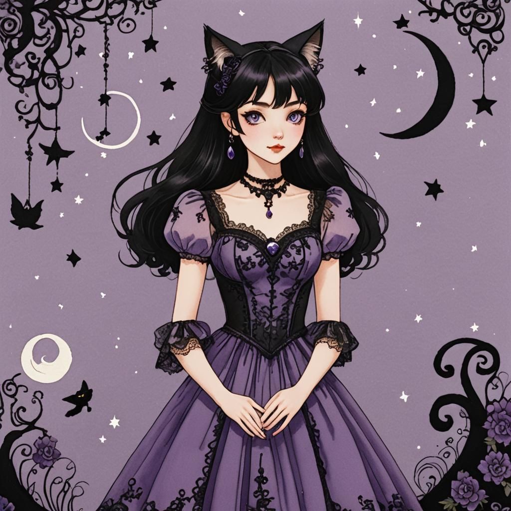 Anime Girl with Cat Features in 3D Art Style