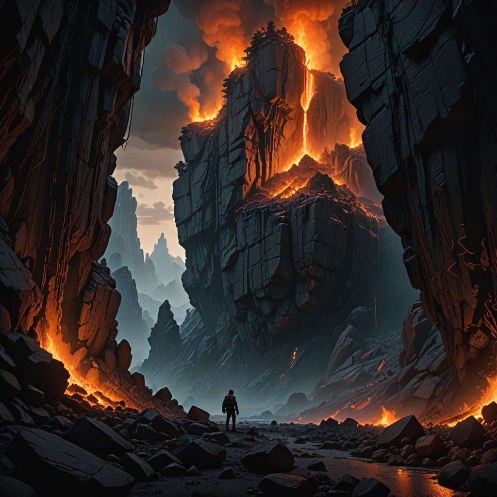 Epic Cavern Landscape in Maximalist Style