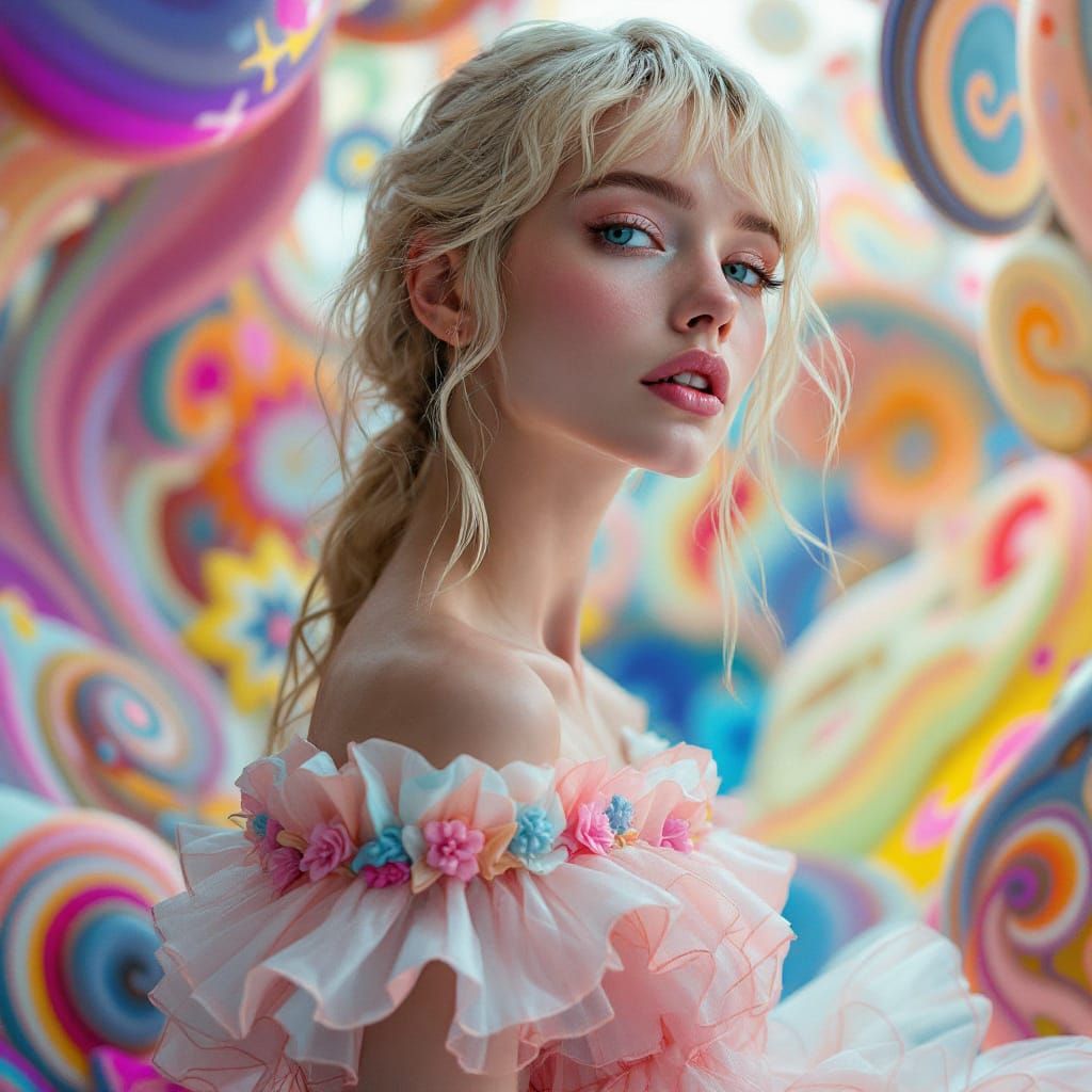 Whimsical Woman in Hyperrealistic Style