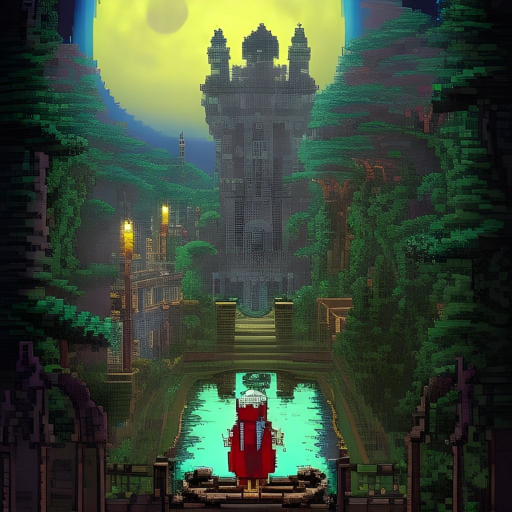 Detailed Pixel Art Castlevania Moonscape